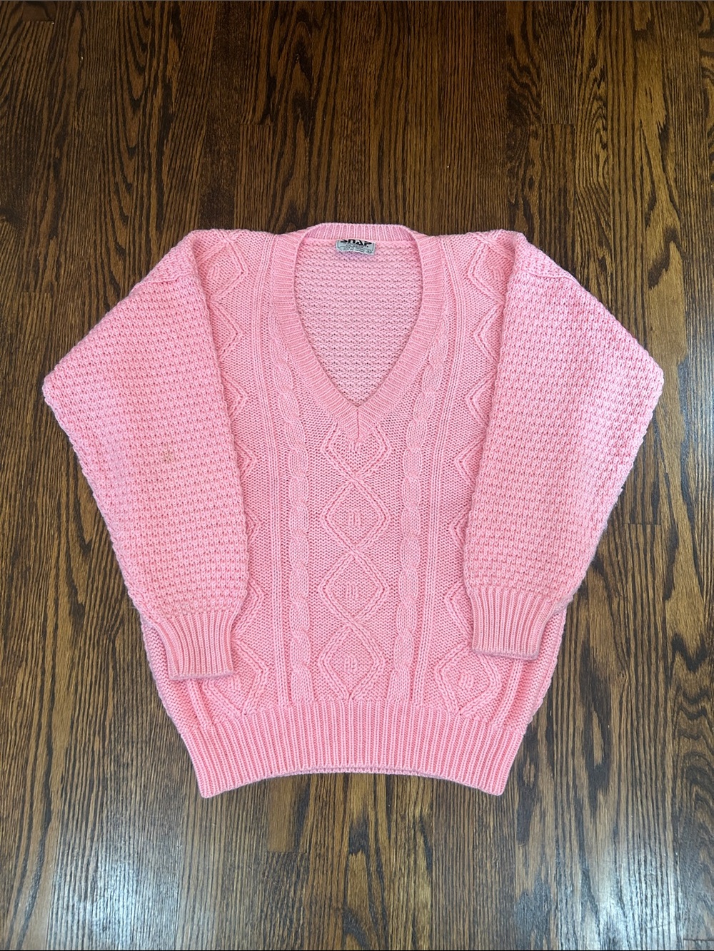 Vintage Cable Knit V-Neck Sweater
